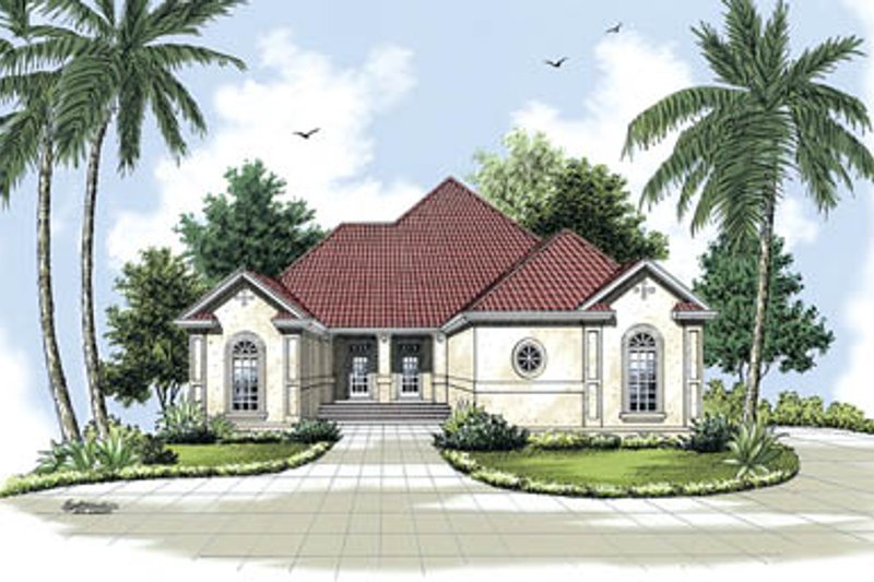 Architectural House Design - Mediterranean Exterior - Front Elevation Plan #45-141