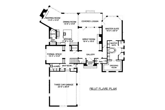Floor Plan - Main Floor for European House Plan #413-864 - 4 bed, 5 bath
