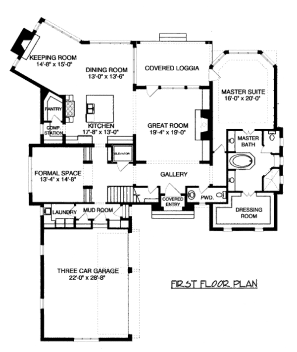 European Floor Plan - Main Floor Plan #413-864