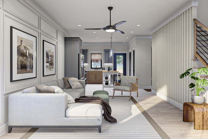 House Blueprint - Interior - Family Room 1 for Modern House Plan #455-571 - 3 bed, 1.5 bath