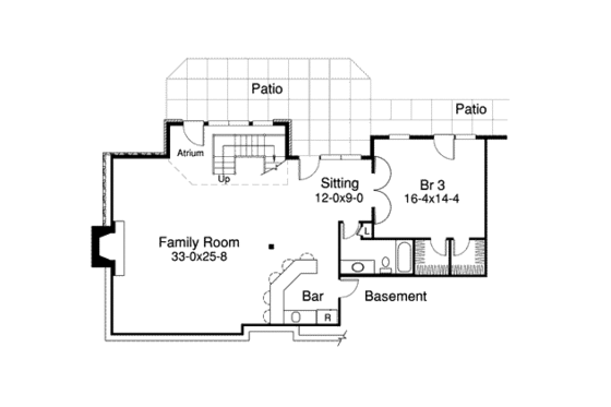 Floor Plan - Lower Floor for Craftsman House Plan #57-321 - 2 bed, 2 bath