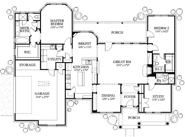 Home Plan - Country Floor Plan - Main Floor Plan #80-144