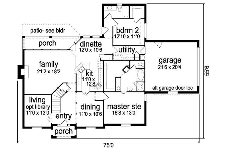 Home Plan - Floor Plan - Main Floor for Traditional House Plan #84-389 - 4 bed, 3 bath