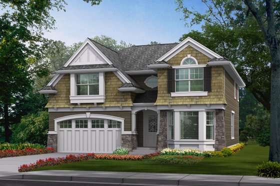 Exterior - Front Elevation for Craftsman House Plan #132-210 - 4 bed, 2.5 bath