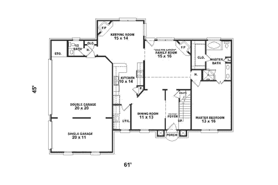 Floor Plan - Main Floor for Traditional House Plan #81-491 - 4 bed, 3.5 bath