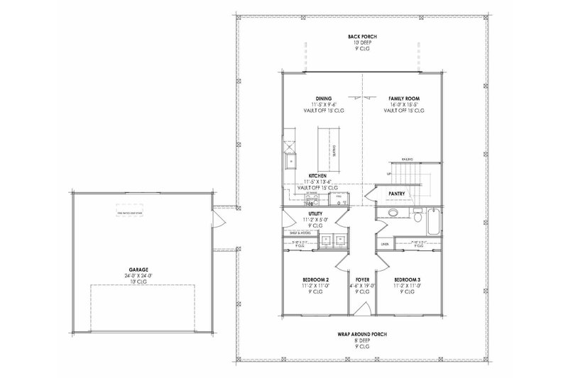Dream House Plan - Floor Plan - Main Floor for Farmhouse House Plan #1096-199 - 3 bed, 2 bath