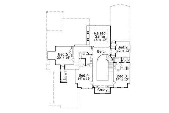 Floor Plan - Upper Floor for European House Plan #411-362 - 5 bed, 4.5 bath
