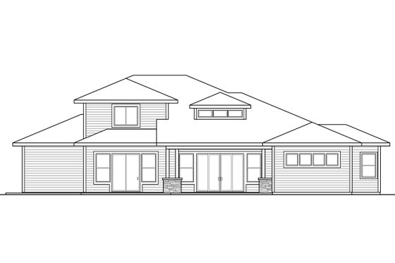 Exterior - Rear Elevation for Contemporary House Plan #124-1045 - 4 bed, 3.5 bath