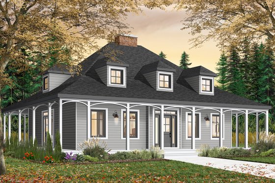 Exterior - Front Elevation 4 for Country House Plan #23-2091 - 3 bed, 2 bath