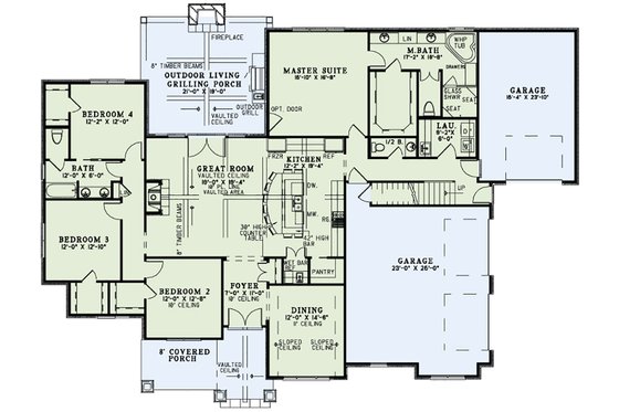Floor Plan - Main Floor for European House Plan #17-2560 - 4 bed, 3.5 bath