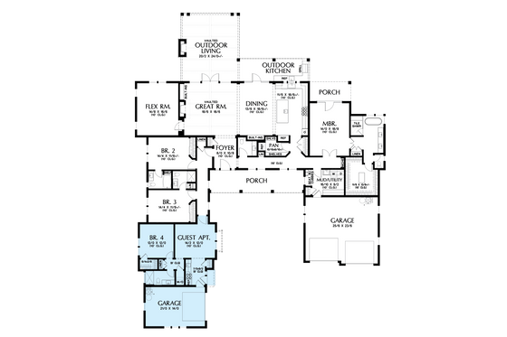 Floor Plan - Main Floor for Farmhouse House Plan #48-1051 - 4 bed, 4.5 bath