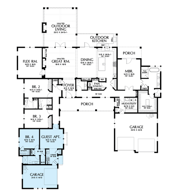 Dream House Plan - Farmhouse Floor Plan - Main Floor Plan #48-1051