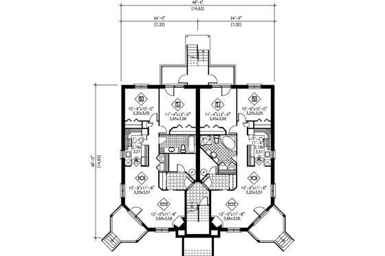 Floor Plan - Lower Floor for European House Plan #25-304 - 2 bed, 1 bath