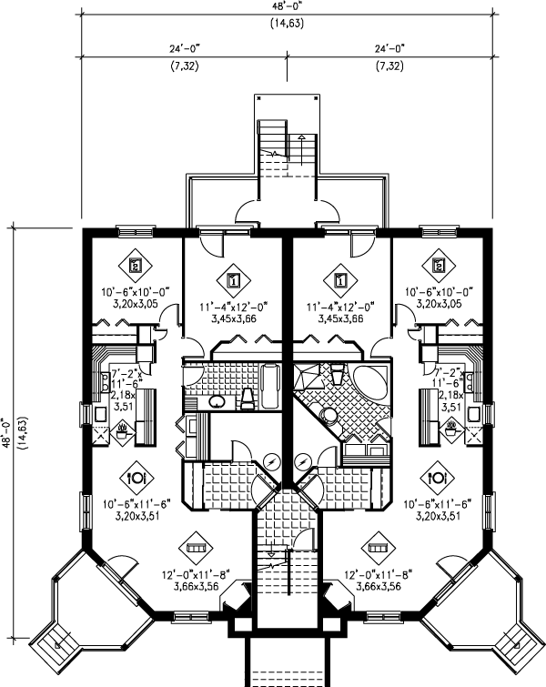 European Floor Plan - Lower Floor Plan #25-304