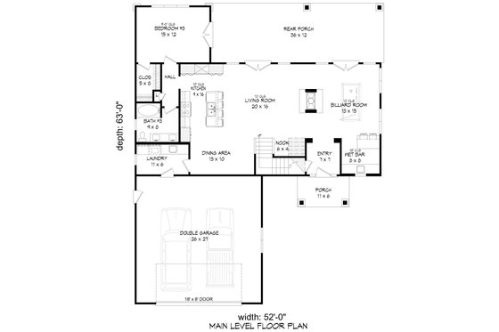 Floor Plan - Main Floor for Country House Plan #932-1228 - 3 bed, 3 bath