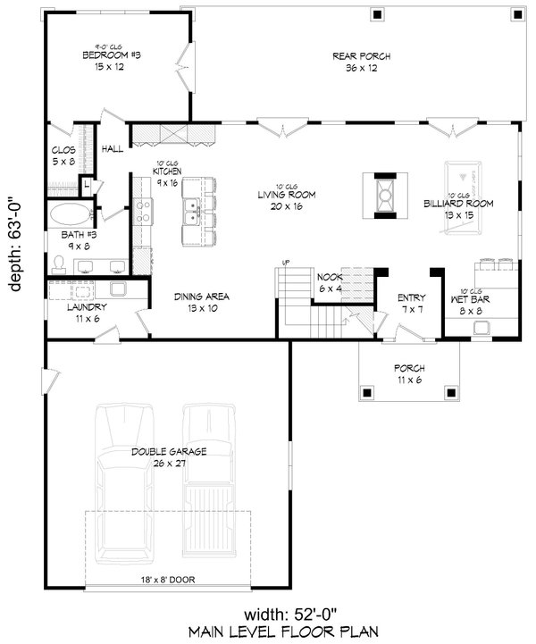 Home Plan - Country Floor Plan - Main Floor Plan #932-1228