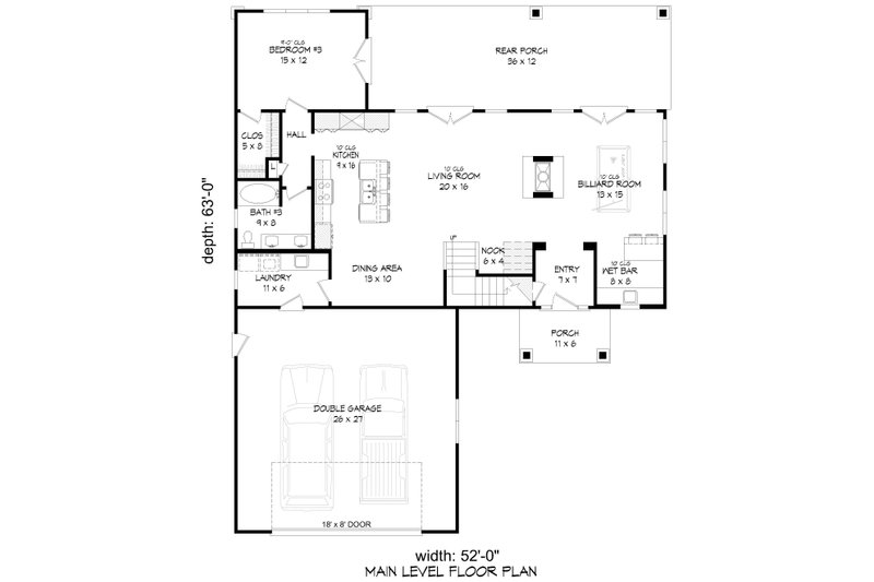 House Design - Floor Plan - Main Floor for Country House Plan #932-1228 - 3 bed, 3 bath