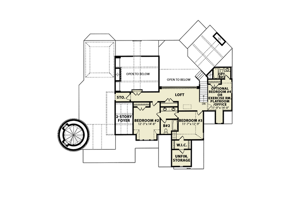 Beach Floor Plan - Upper Floor Plan #54-597