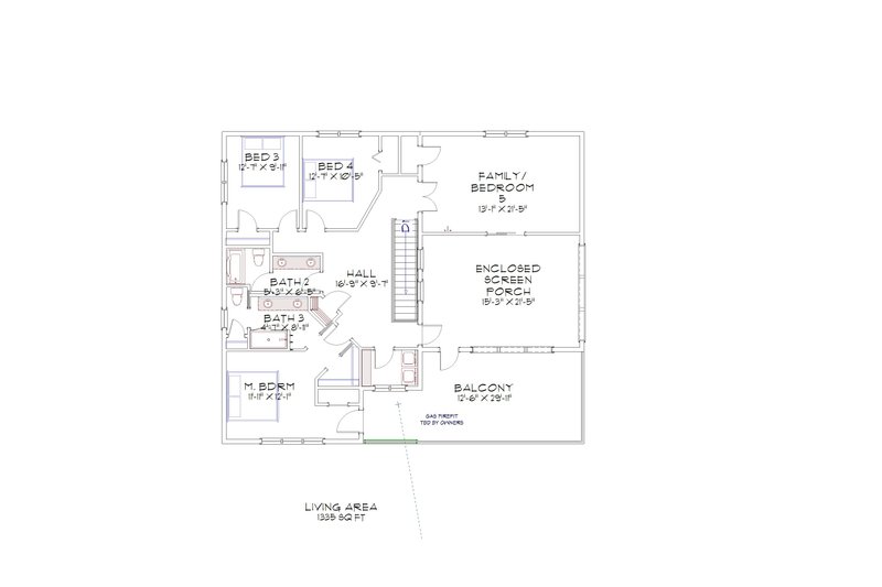 House Blueprint - Floor Plan - Upper Floor for Farmhouse House Plan #1109-6 - 5 bed, 3 bath