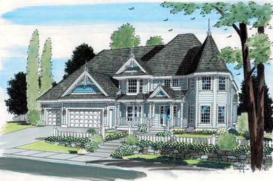 Exterior - Front Elevation for Victorian House Plan #312-627 - 4 bed, 2.5 bath