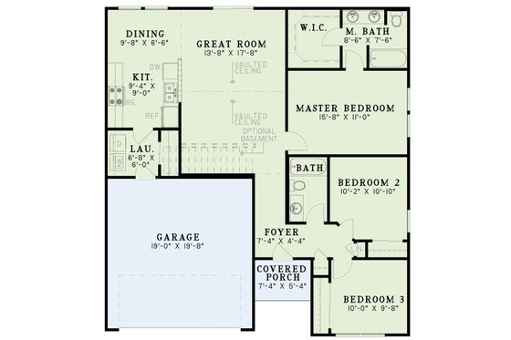 Floor Plan - Main Floor for Colonial House Plan #17-2900 - 3 bed, 2 bath
