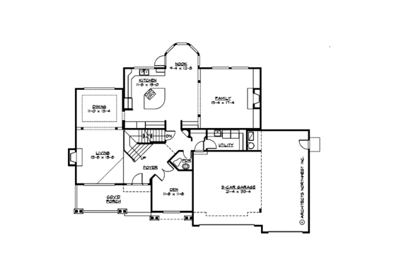 Floor Plan - Main Floor for Country House Plan #132-146 - 4 bed, 3.5 bath