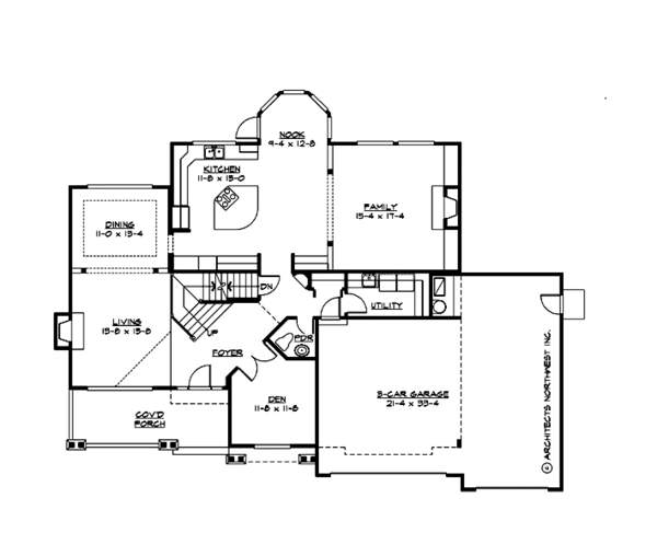 Architectural House Design - Country Floor Plan - Main Floor Plan #132-146