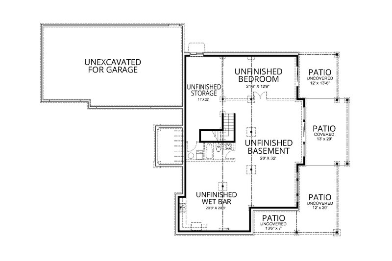 Architectural House Design - Floor Plan - Lower Floor for Craftsman House Plan #112-200 - 2 bed, 2 bath