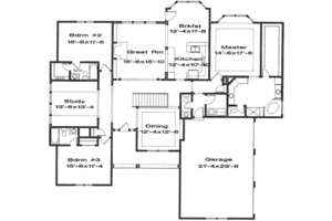 Floor Plan - Main Floor for Traditional House Plan #6-154 - 3 bed, 3.5 bath