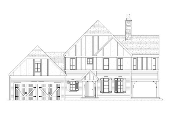 Exterior - Front Elevation 3 for Tudor House Plan #901-98 - 3 bed, 3.5 bath
