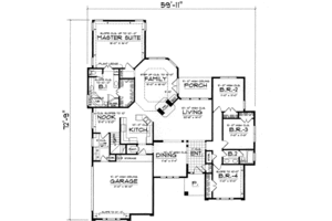 Floor Plan - Main Floor for European House Plan #40-366 - 4 bed, 2 bath