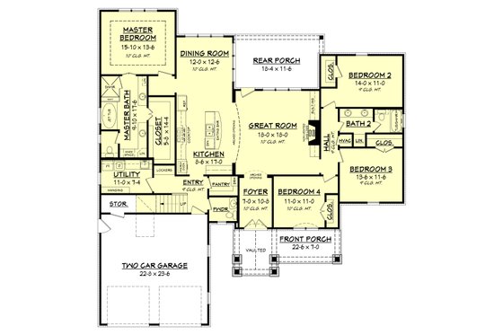 Floor Plan - Main Floor for Country House Plan #430-151 - 4 bed, 2.5 bath
