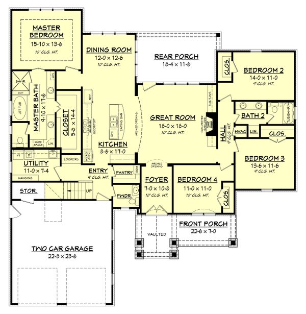 Architectural House Design - Country Floor Plan - Main Floor Plan #430-151