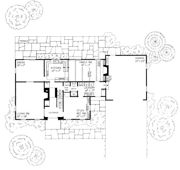 House Design - Colonial Floor Plan - Main Floor Plan #72-347