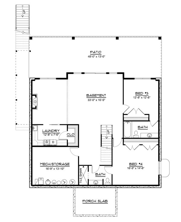 Dream House Plan - Floor Plan - Lower Floor for Modern House Plan #1064-489 - 2 bed, 2.5 bath