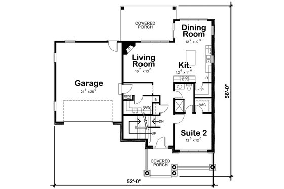 Floor Plan - Main Floor for Traditional House Plan #20-2319 - 4 bed, 2.5 bath