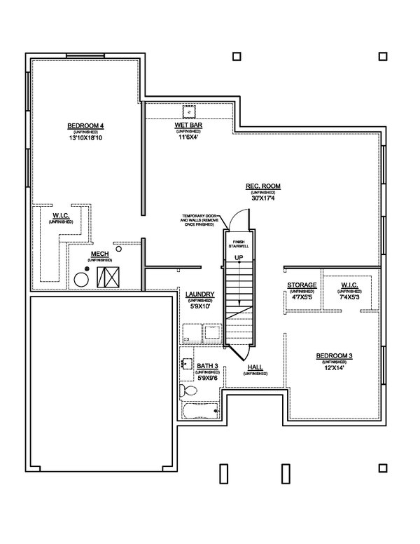 Ranch Floor Plan - Lower Floor Plan #1073-41