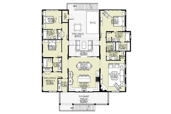Floor Plan - Main Floor for Beach House Plan #901-163 - 4 bed, 3.5 bath