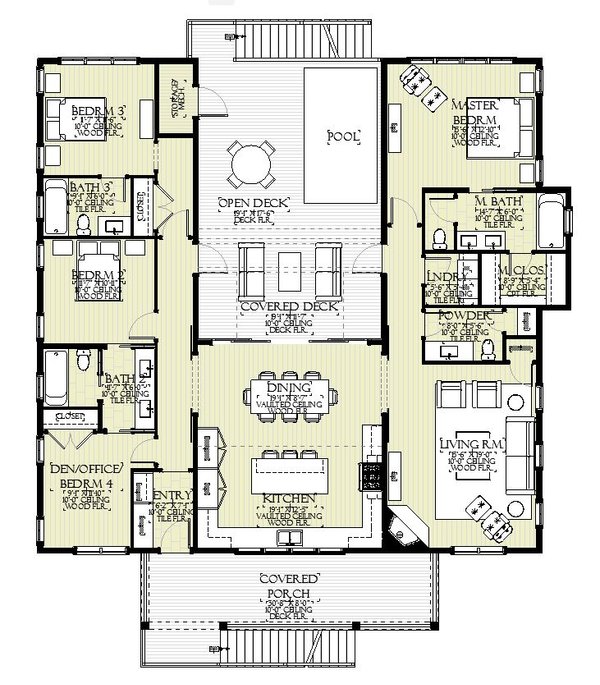 House Blueprint - Beach Floor Plan - Main Floor Plan #901-163