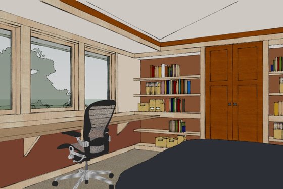 Interior - Bedroom 1 for Craftsman House Plan #454-13 - 2 bed, 2 bath