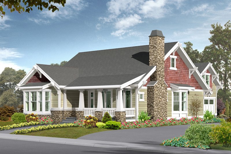 House Blueprint - Craftsman Exterior - Front Elevation Plan #132-113