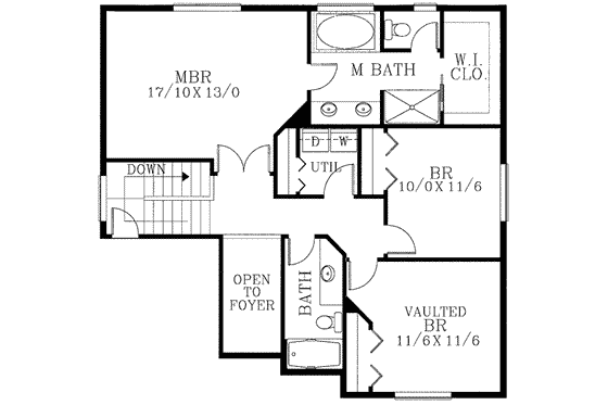 Floor Plan - Upper Floor for Traditional House Plan #53-415 - 4 bed, 2.5 bath