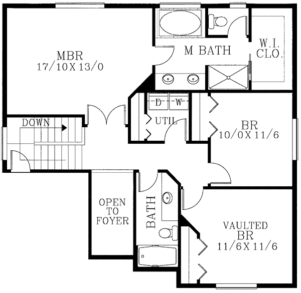 Traditional Floor Plan - Upper Floor Plan #53-415