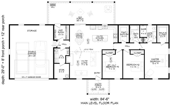 House Blueprint - Country Floor Plan - Main Floor Plan #932-1297
