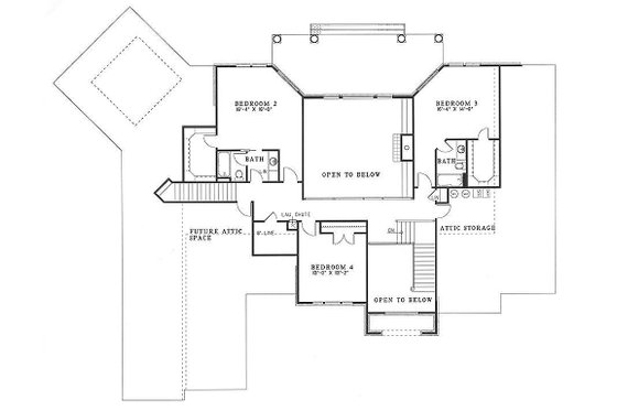 Floor Plan - Upper Floor for European House Plan #17-256 - 4 bed, 4.5 bath