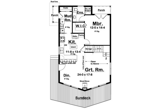 Floor Plan - Main Floor for Country House Plan #126-223 - 3 bed, 2 bath