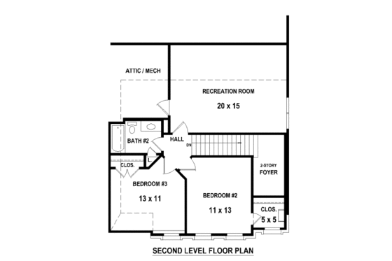 Floor Plan - Upper Floor for European House Plan #81-13901 - 3 bed, 2.5 bath