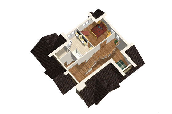 Floor Plan - Upper Floor 1 for Cabin House Plan #25-4737 - 3 bed, 1 bath