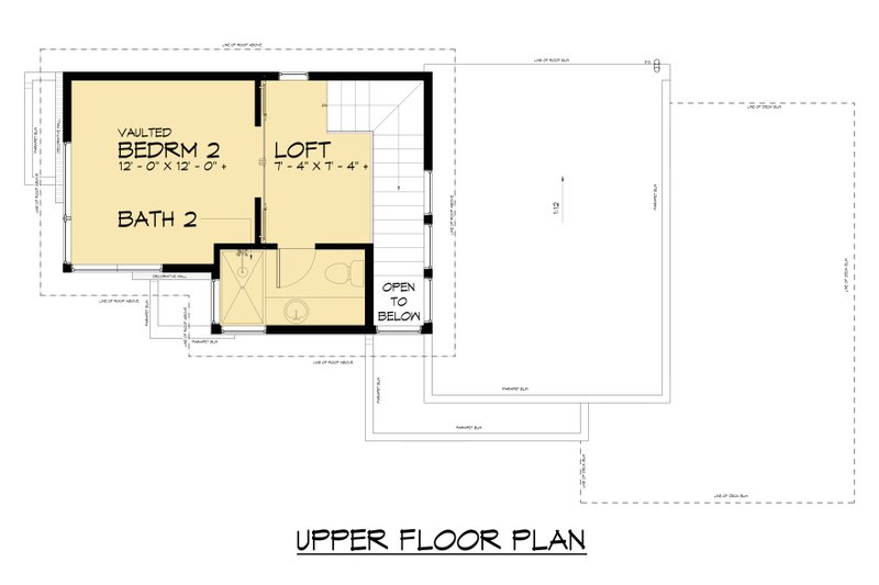 Dream House Plan - Floor Plan - Upper Floor for Modern House Plan #1066-282 - 2 bed, 2 bath