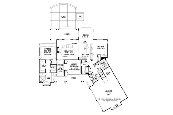 Floor Plan - Main Floor for Craftsman House Plan #929-1170 - 3 bed, 2 bath